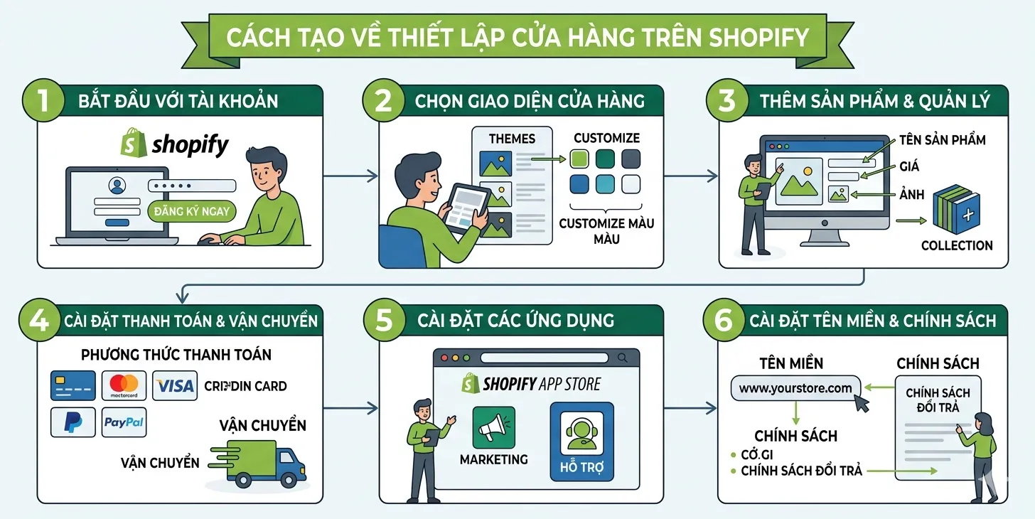 Cách tạo và thiết lập cửa hàng trên shopify