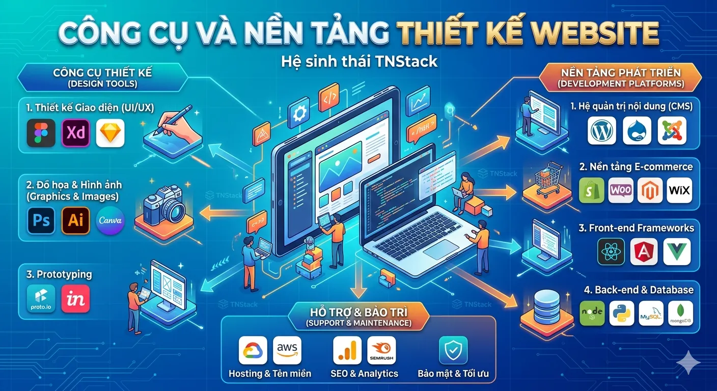 Thiết kế website từ a tới z - công cụ và tneenf tảng thiết kế website