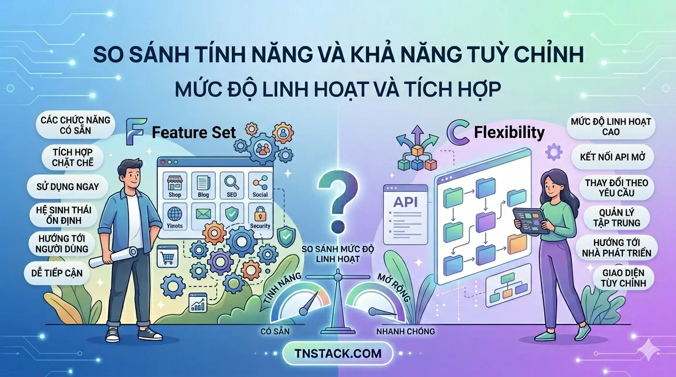 Tính năng và khả năng tùy chỉnh - so sanh wordpress và wix