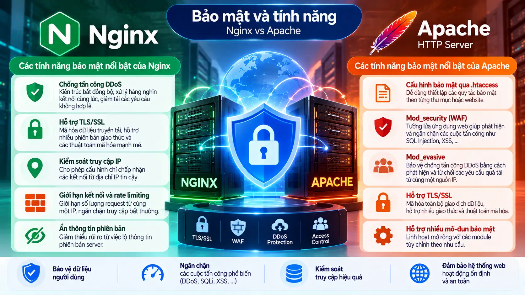 So Sánh Bảo Mật Và Tính Năng Giữa Nginx Và Apache