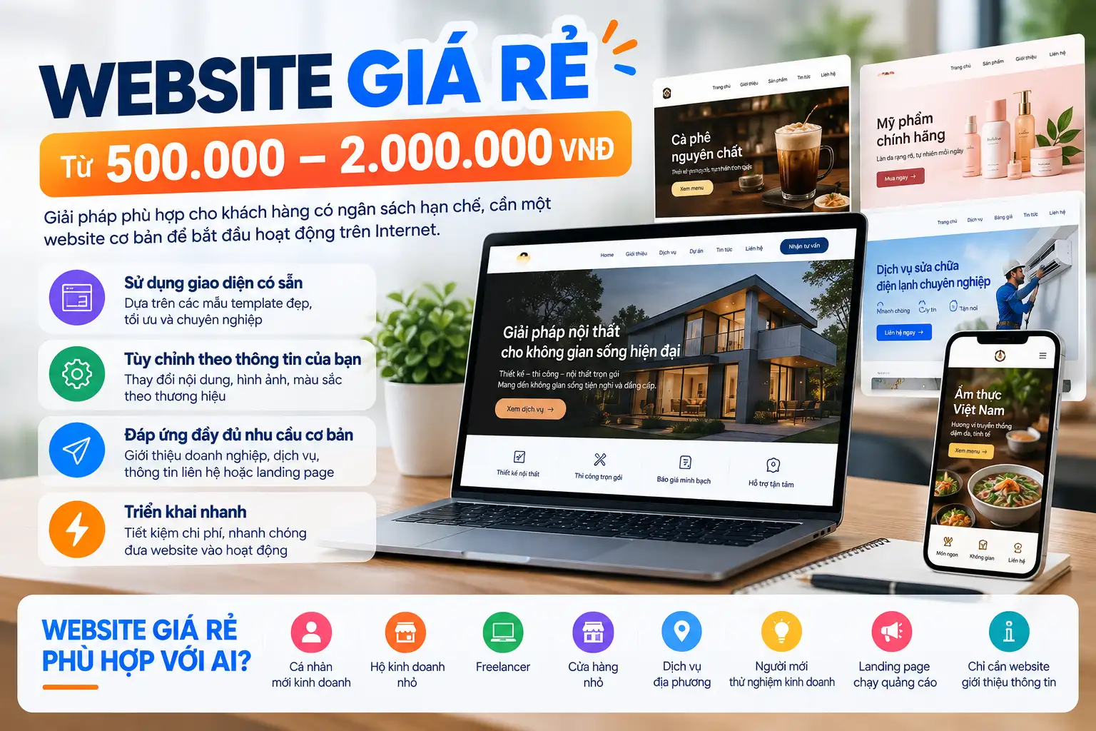 Chi Phí Thiết Kế Website – Cập Nhật Bảng Giá Chi Tiết Mới Nhất 2 Website giá rẻ chỉ từ 500k